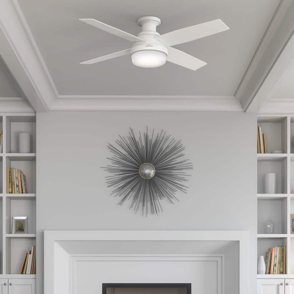 Hunter Dempsey 52 in Low Profile LED Indoor Fresh White Ceiling Fan with Universal Remote