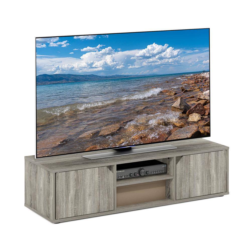 Furinno Montale 47.2 in. French Oak TV Stand with 2 Doors Fits TV's up to 55 in. with Adjustable Shelves 20230GYW