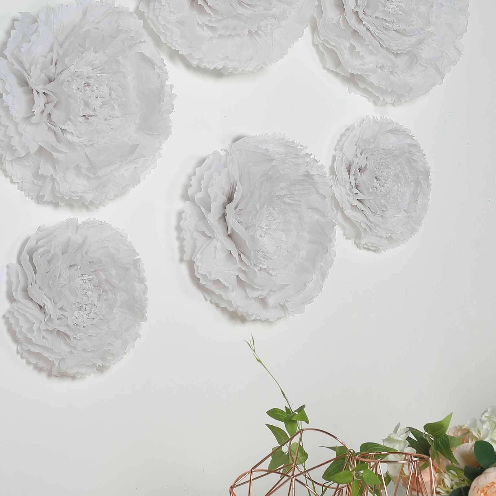 Set of 6 White Carnation 3D Paper Flowers Wall Decor 7