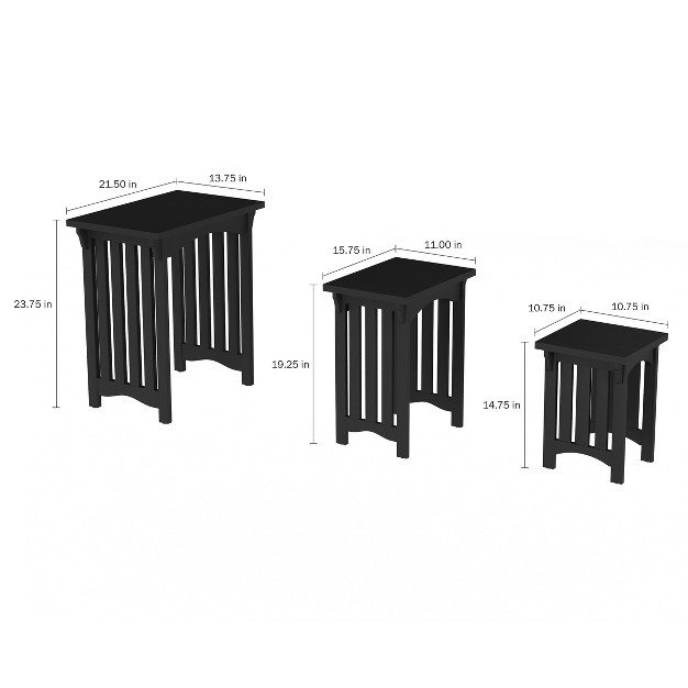 Hastings Home Nesting Table Set Traditional With Mission style Legs Black 3 Pieces