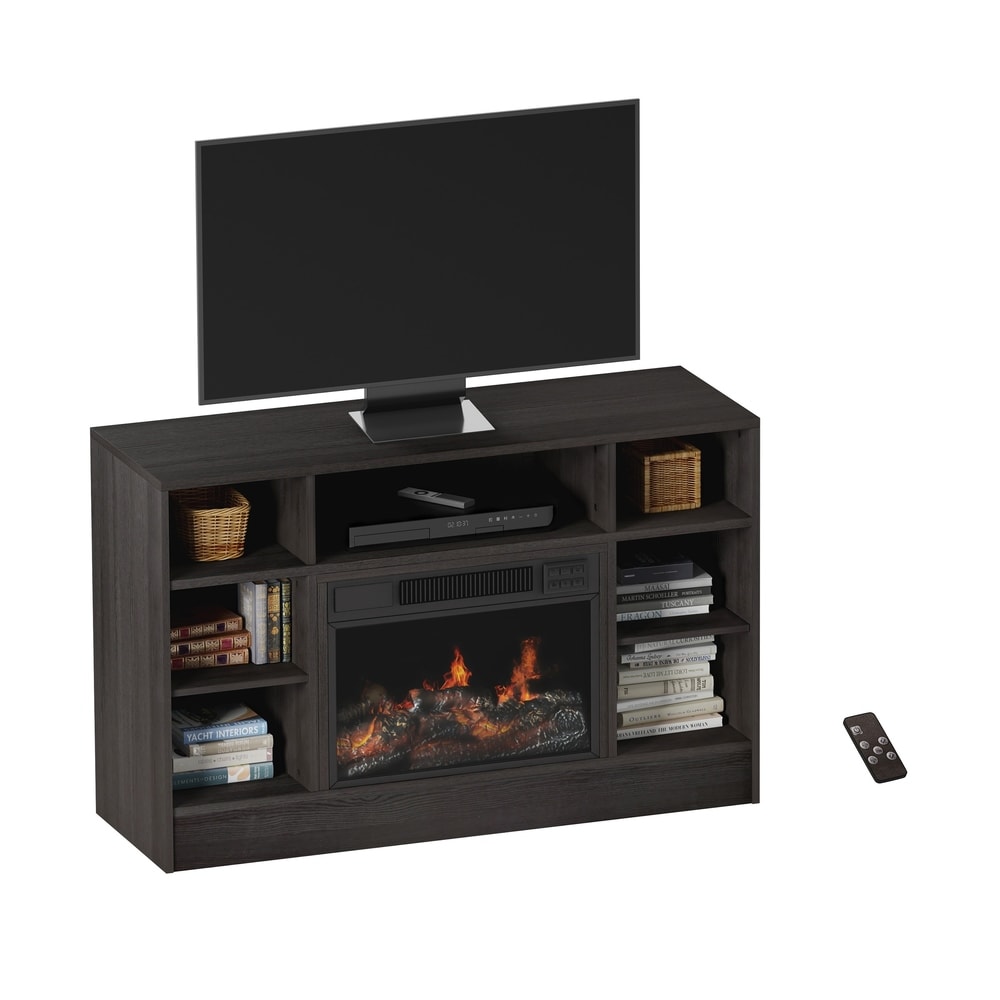 Electric Fireplace TV Stand with Adjustable Heat   Light by Northwest (Gray)   44 x 15 x 28