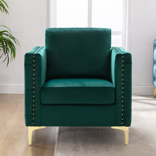 Modern Accent/Club Armchair， Tufted Button， Steel Legs