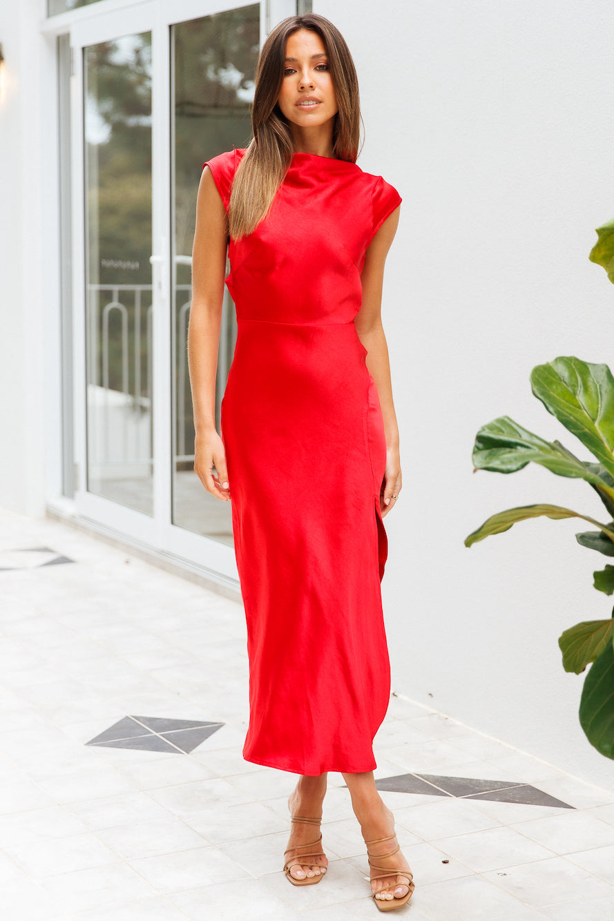 Get In Formation Midi Dress Red