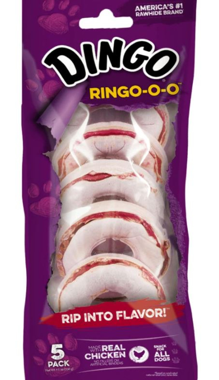 Dingo Ringo-O-O Dog Chews， Chicken， 5Pk.