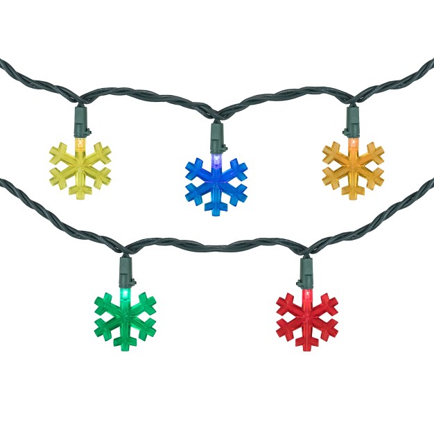 Northlight 10 count Multi color Led Snowflake Christmas Light Set 4ft Green Wire