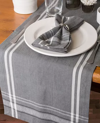 Design Imports Chambray French Stripe Table Runner 14 x 108