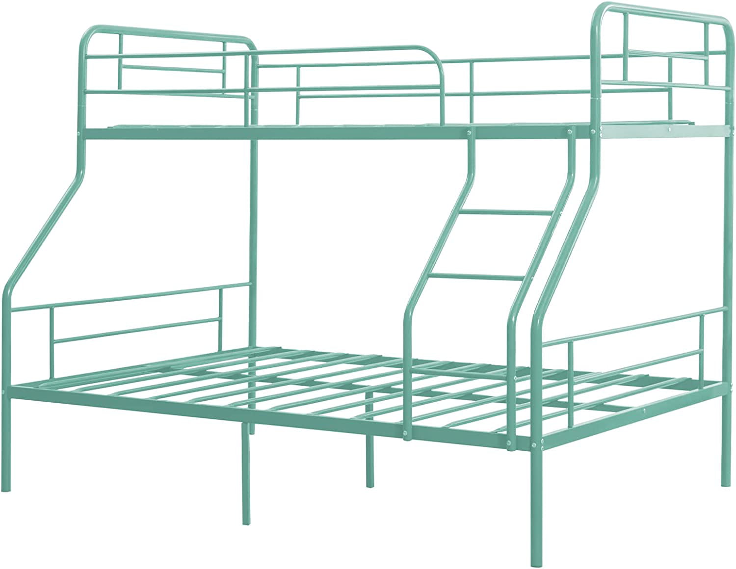 cuoote Twin Over Full Bunk Bed w/Ladder and Guardrail, Space-Saving Design, No Box Spring Needed, Mint Green