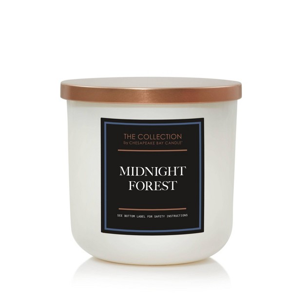 2 wick White Glass Midnight Forest Lidded Jar Candle 12oz The Collection By Chesapeake Bay Candle