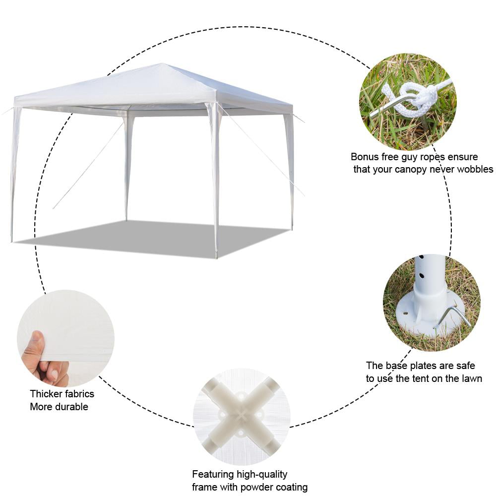 Ktaxon Wedding Canopy Party Tent without Sidewalls for Camping Outside Party BBQ 10x10ft White 18.11 in