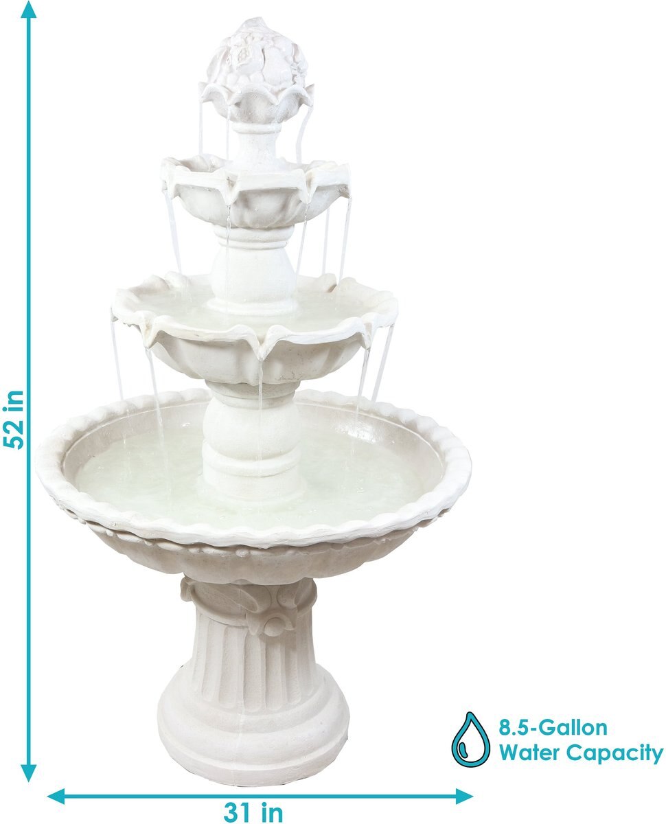 Sunnydaze Decor 4-Tier White Electric Water Fountain