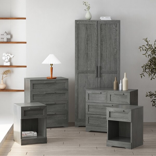 Danbury 5 Piece 1 Drawer Nightstand Bedroom Set by Christopher Knight Home - - 37827531