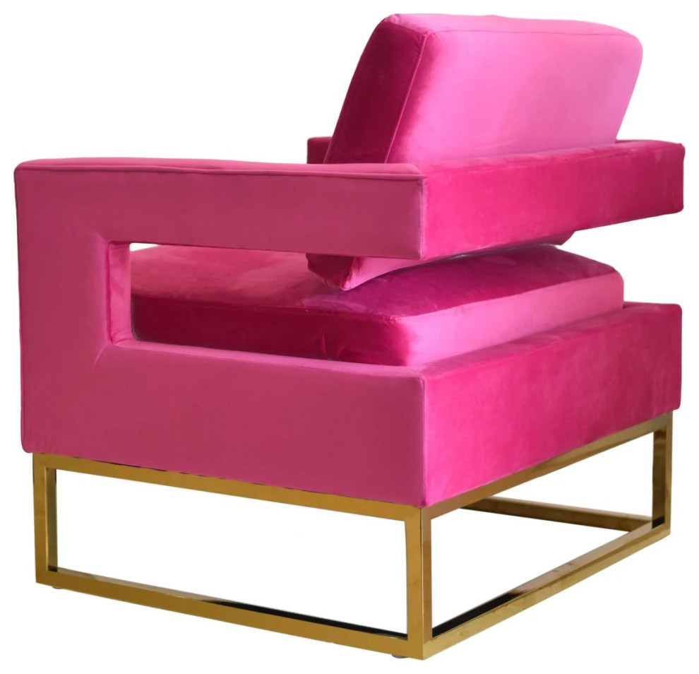 Tina Pink Velvet and Gold Accent Chair   Contemporary   Armchairs And Accent Chairs   by Rustic Home Furniture Deco  Houzz