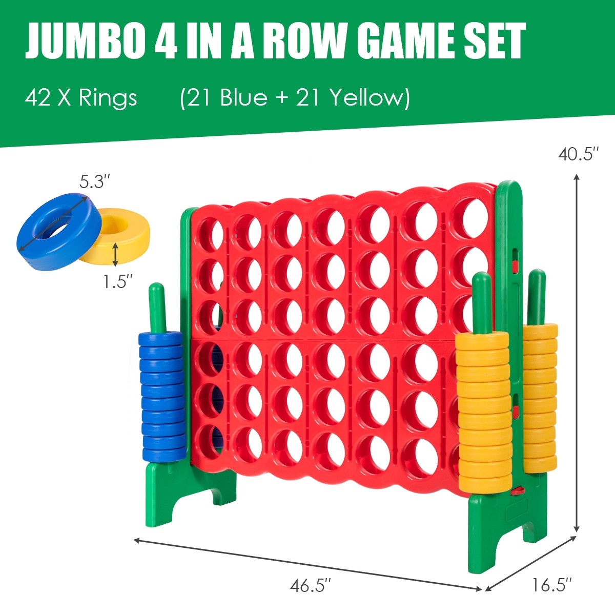 Costzon Giant 4-In-A-Row, Jumbo 4-to-Score Giant Games for Kids & Adults