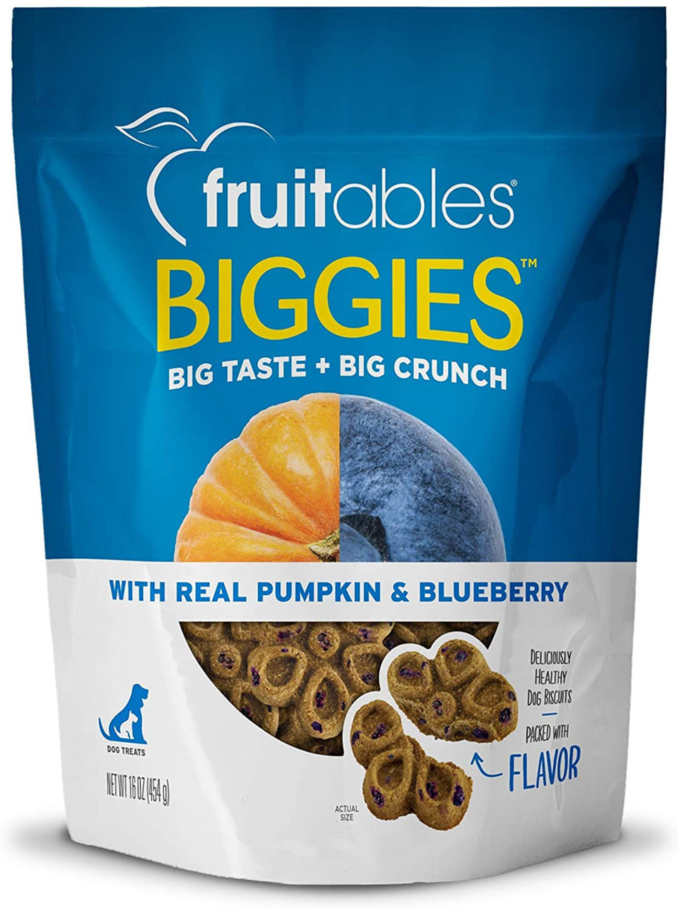 Fruitables Biggies Pumpkin Blueberry Crunchy Dog Biscuits- 16oz