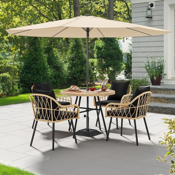 Moasis 4Person Patio Bistro Set Wicker Dinner Table Set