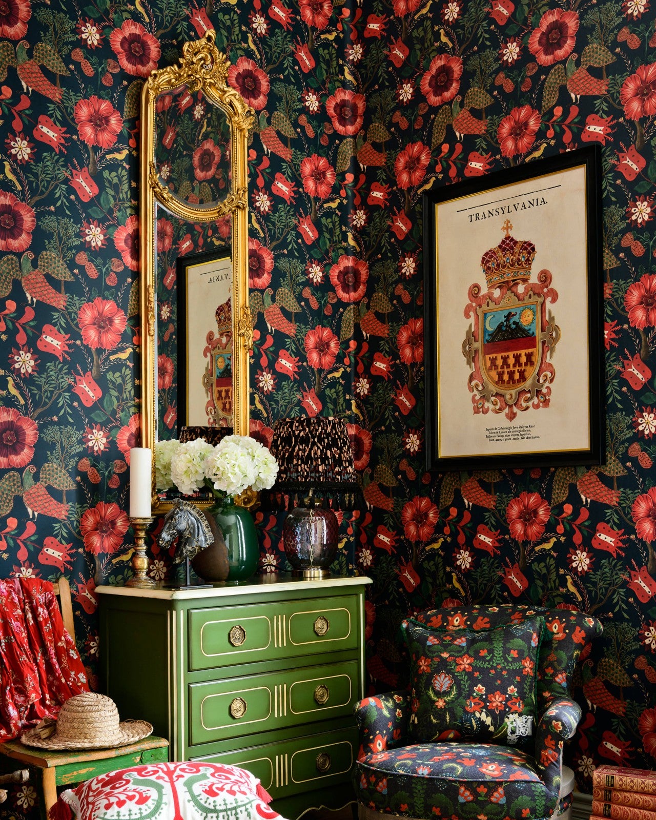 Folk Szekely Wallpaper in Dark from the Transylvanian Roots Collection by Mind the Gap