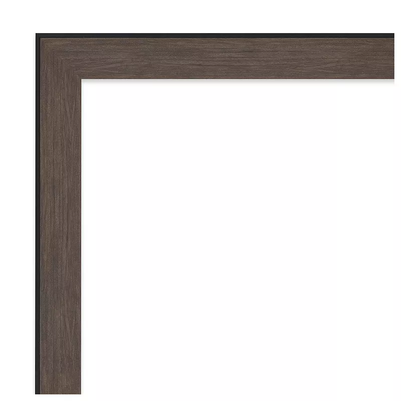 Outline Brown Beveled Wood Bathroom Wall Mirror