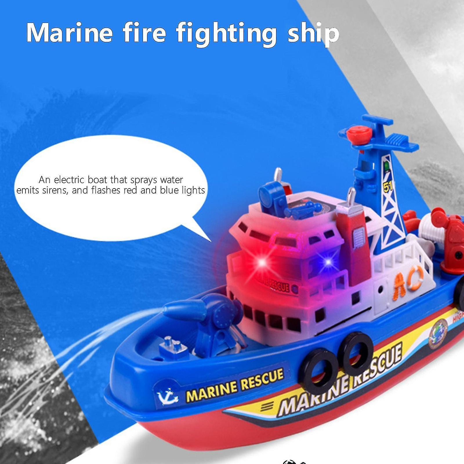 Children's Electric Fire Boats Creative Music Water Jet Model Toy Boats Electric Fire Baby Bath Toys Led Flashing Light Music Toy