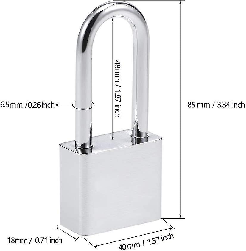 Padlock With 4 Keys 40mm Hardened Steel Body Long Shackle Diameter 6.5mm Outdoor Waterproof Padlock