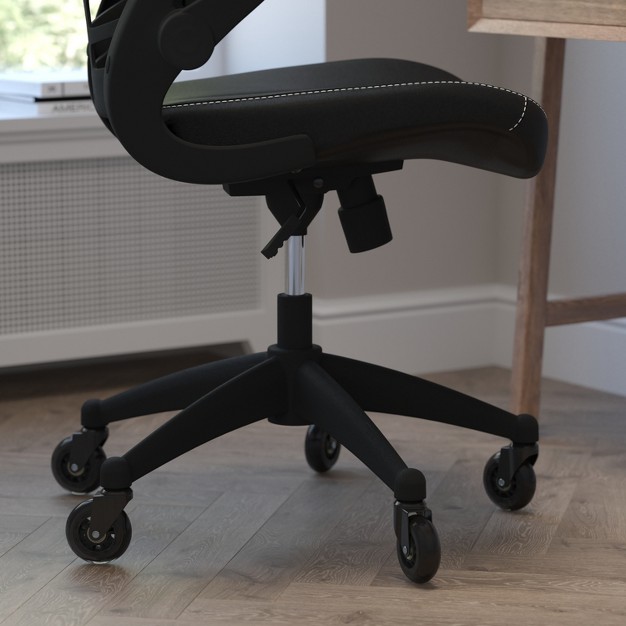 Flash Furniture Kelista Mid back Swivel Ergonomic Task Office Chair With Flip up Arms And Transparent Roller Wheels