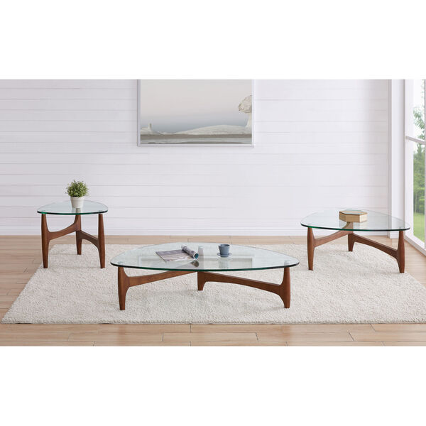 Ledell Clear and Walnut 35-Inch Coffee Table