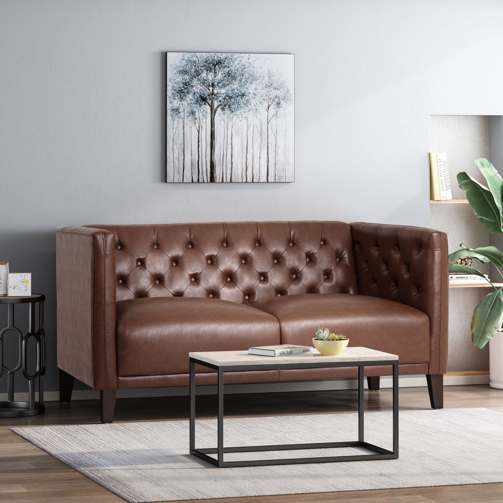 Drache Contemporary Upholstered Tufted Loveseat   Transitional   Loveseats   by GDFStudio  Houzz