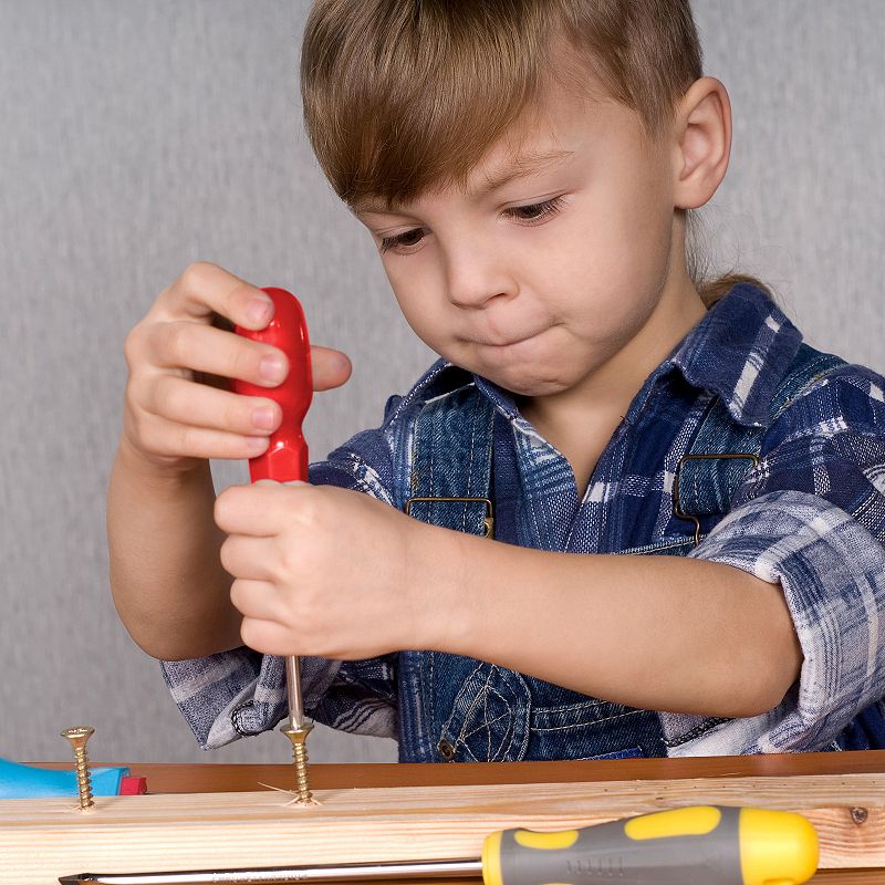 Hey! Play! Kids Wooden Manipulative with Screws and Screwdriver