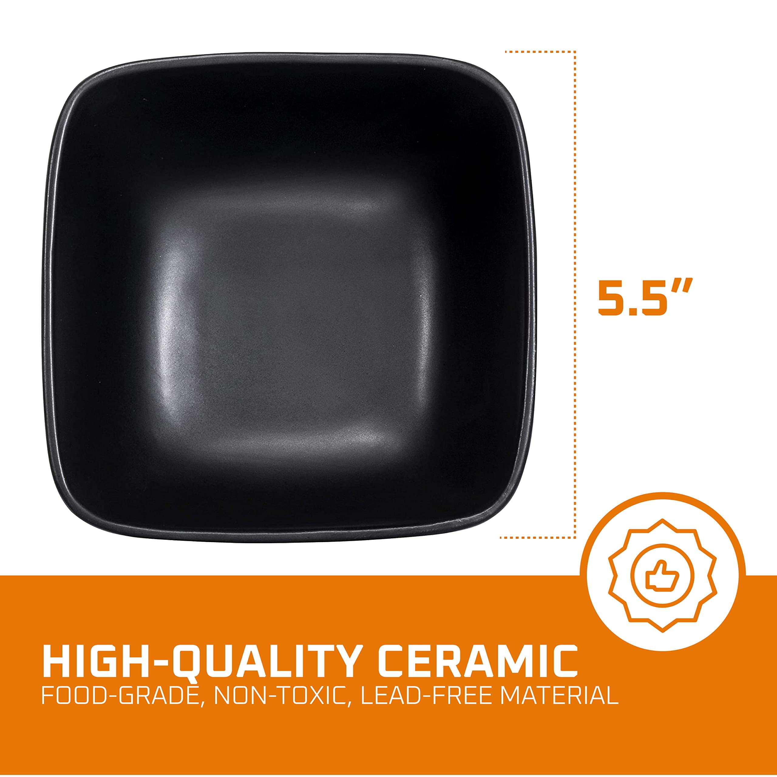 Bruntmor Large Ceramic 55 Square Bowls - 26 oz Durable Non-Toxic Ceramic