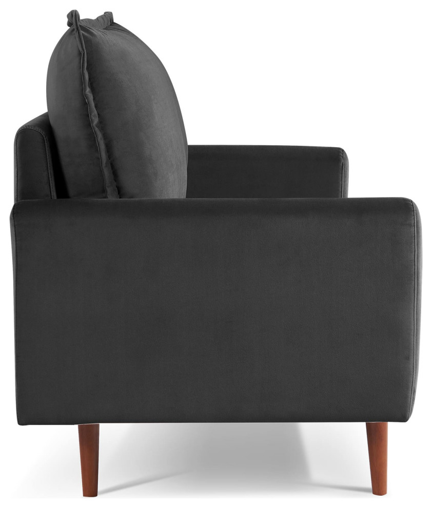 38.6H x 56.7W x 31.5D Blue Velvet Upholstered Loveseat   Midcentury   Loveseats   by IDEAZ International  LLC  Houzz