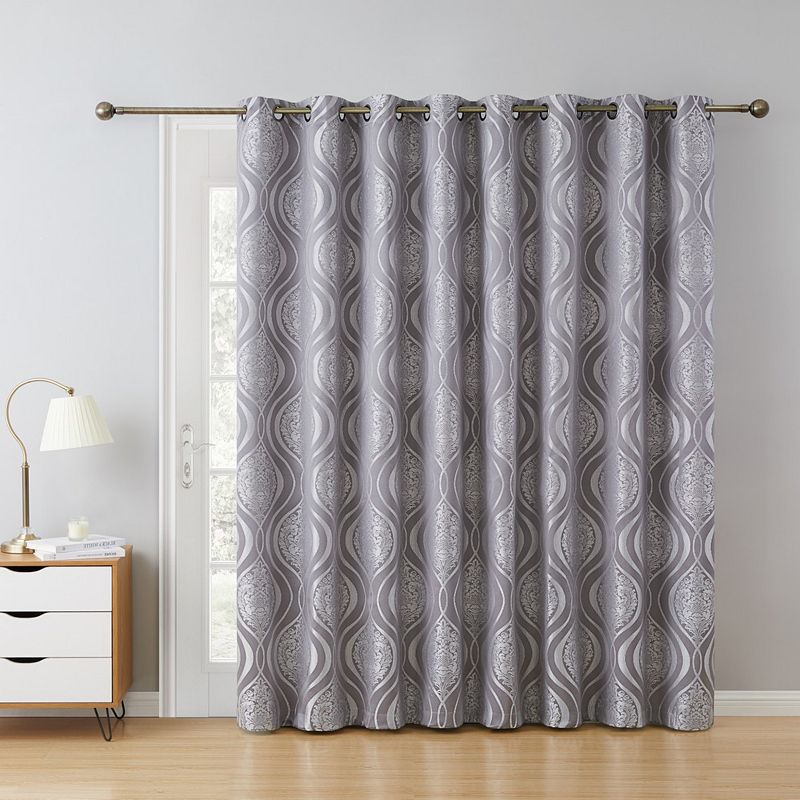 THD Sophia Damask 100% Complete Blackout Grommet Curtain Panel Sliding Glass Patio Door -  100 W x 84 L