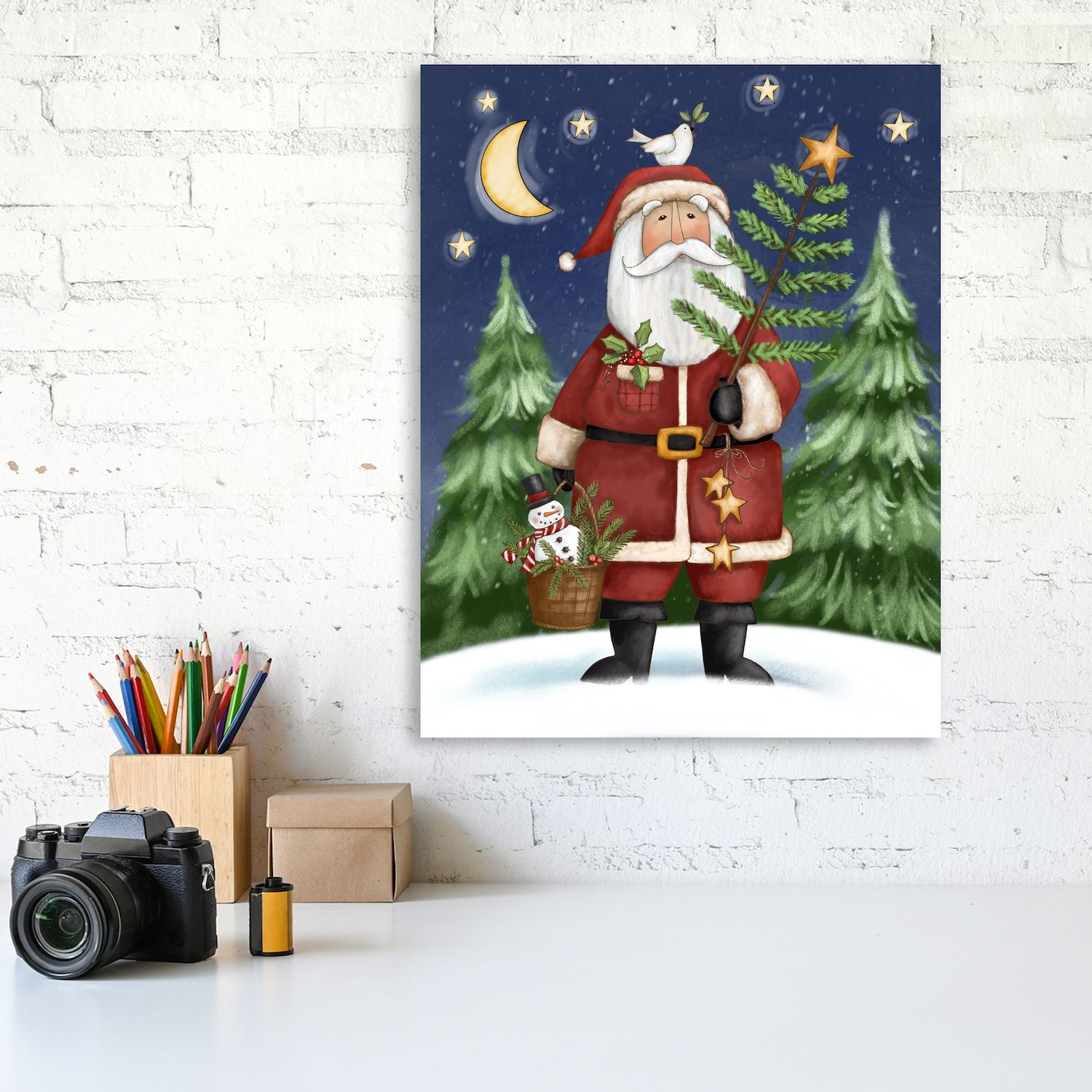 COURTSIDE MARKET Prim Santa Canvas Wall Art