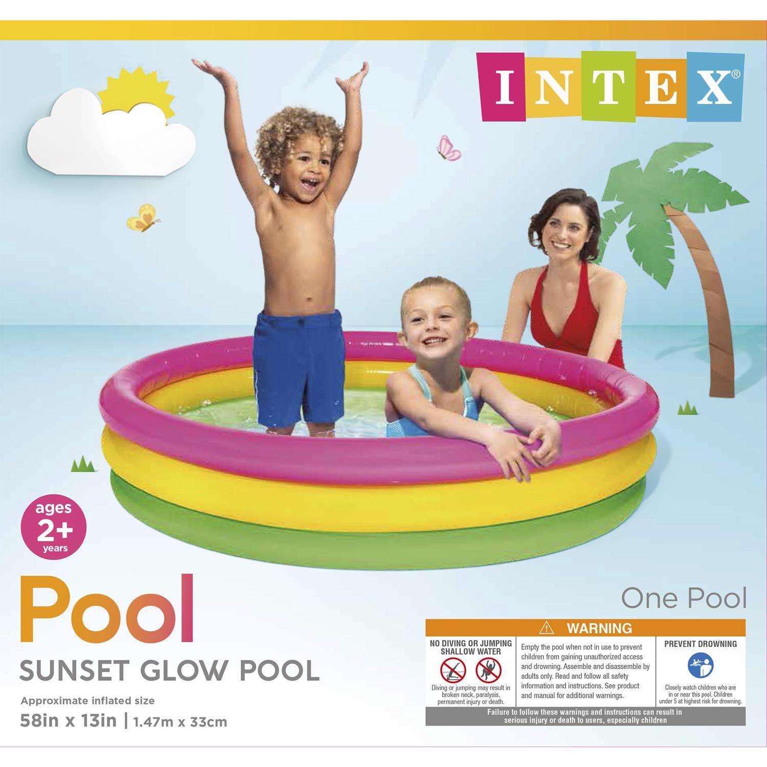 Intex Sunset Glow 73 gal Round Plastic Inflatable Pool 13 in. H X 5 ft. D