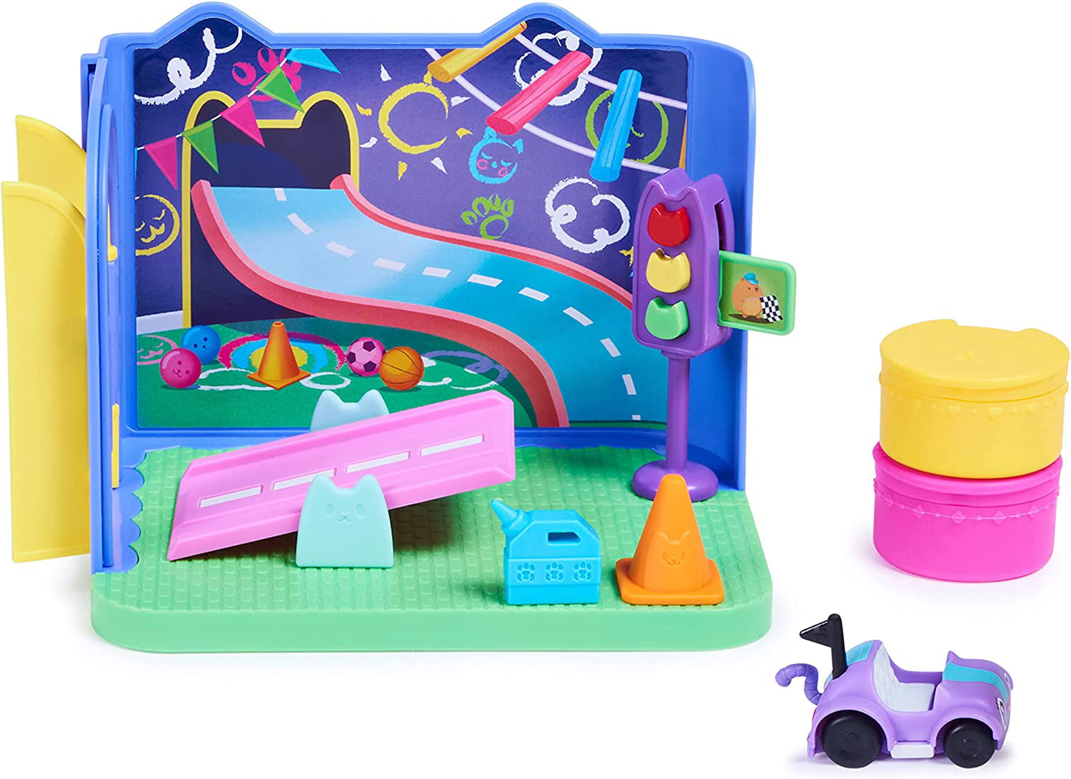 Gabby's Dollhouse， Carlita Purr-ific Play Room with Carlita Toy Car， Accessories， Furniture and Dollhouse Deliveries， Kids Toys for Ages 3 and up