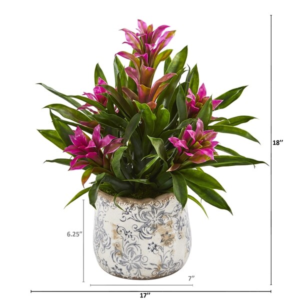 18 Bromeliad Artificial Plant in Floral Vase