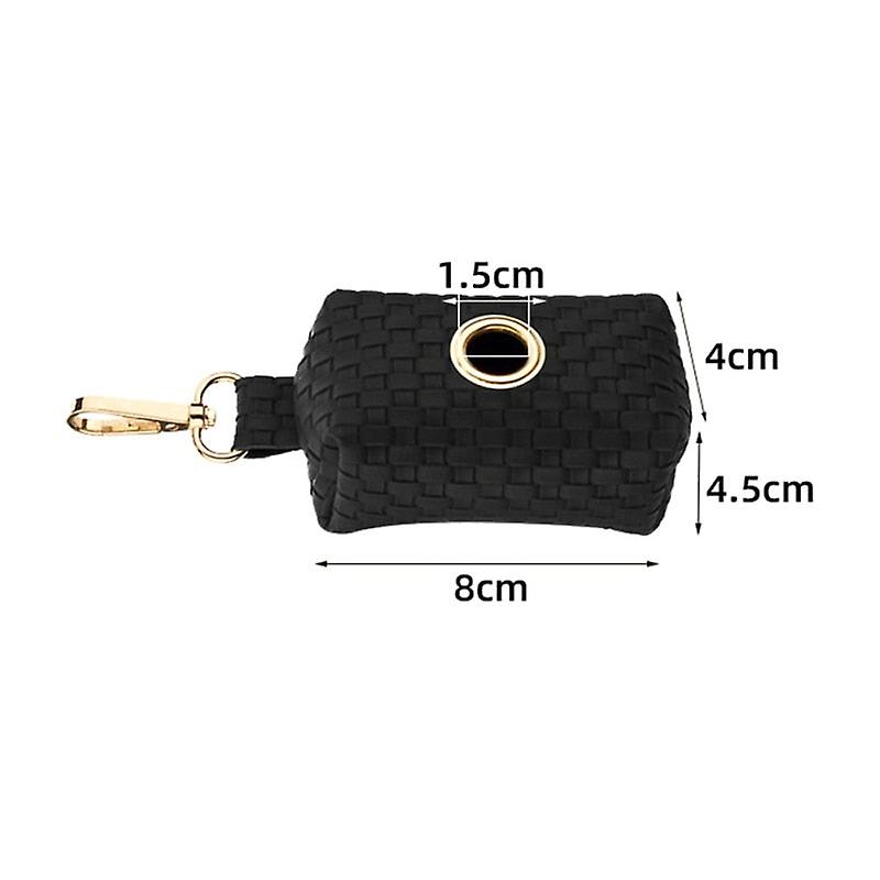 Black leather dog poop bag holder