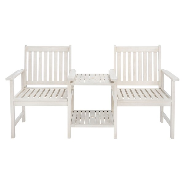 SAFAVIEH Brea Outdoor Solid Wood Twin Seat Bench