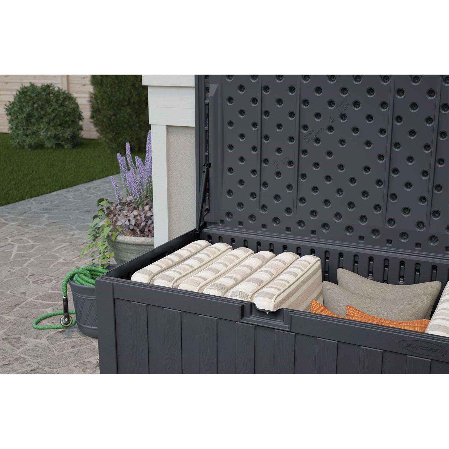 Suncast 55 in. W X 28 in. D Gray Plastic Deck Box 134 gal