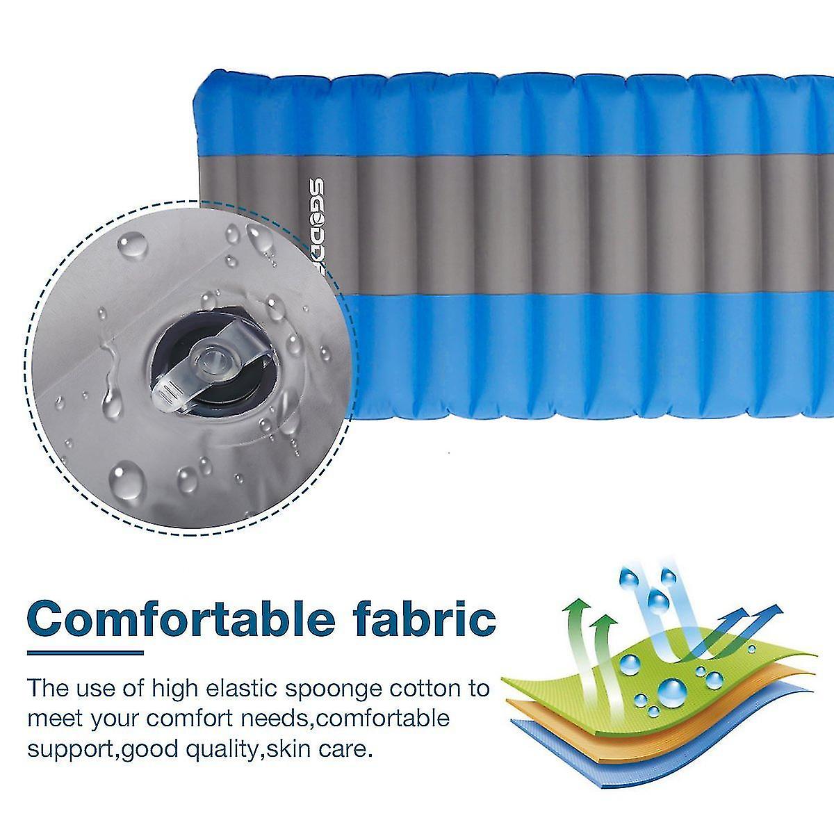 Inflatable Camping Sleeping Pad， Ultralight Sleeping Mat， Blue
