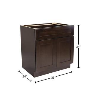 Design House Brookings Plywood Assembled Shaker 36x34.5x24 in. 2-Door Sink Base Kitchen Cabinet in Espresso 620286