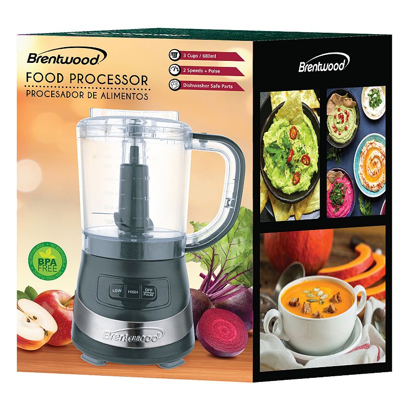 Brentwood FP-549BK 3-Cup Food Processor Black