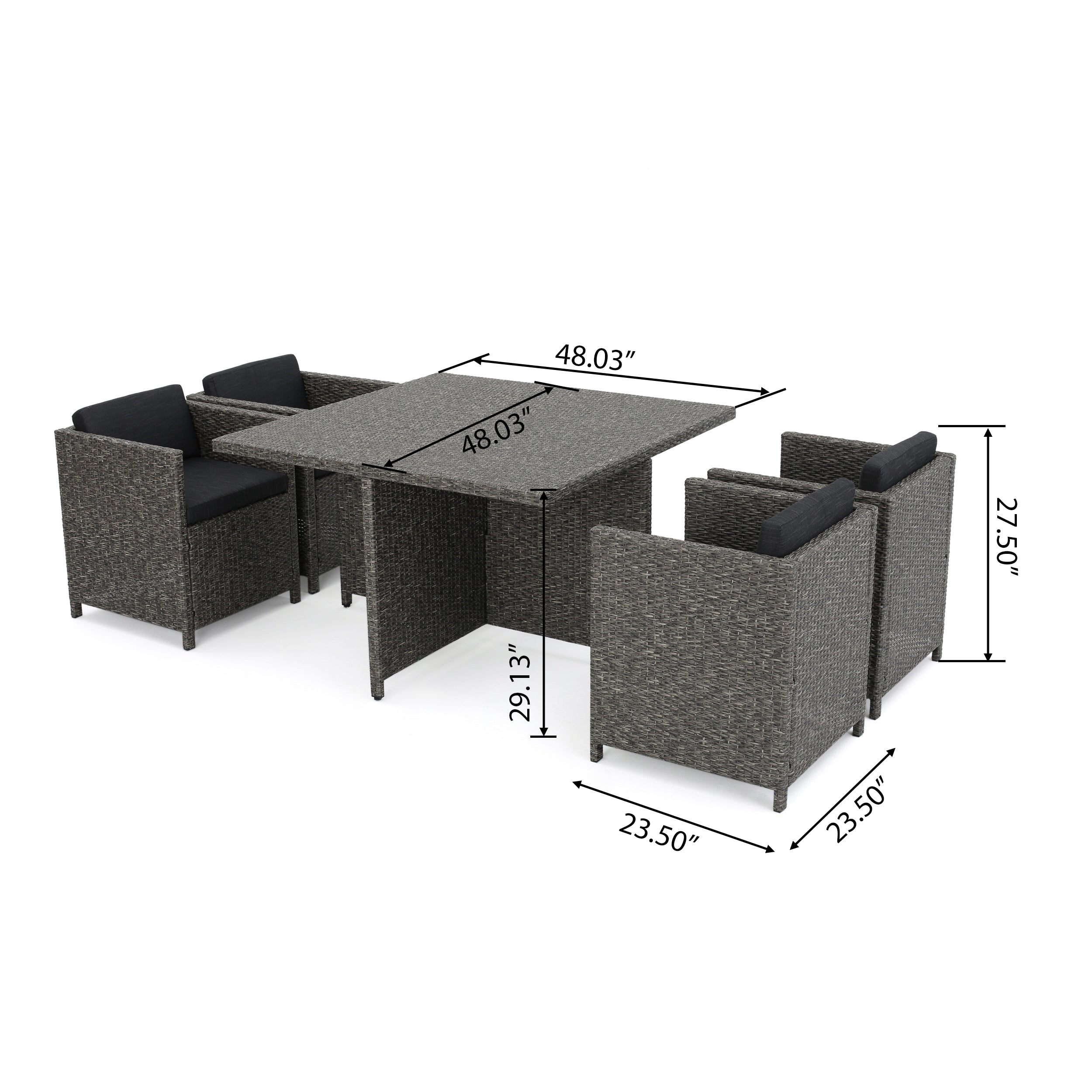 Calella 5-Piece Outdoor Dark Grey Wicker Dining Set