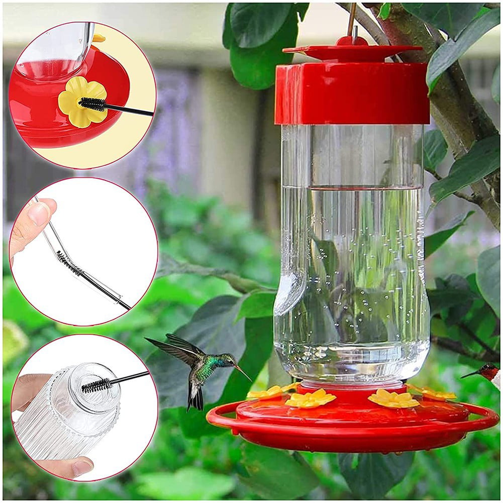 20pcs Hummingbird Feeder Flower With Cleaning Brush， Yellow Feeder Part