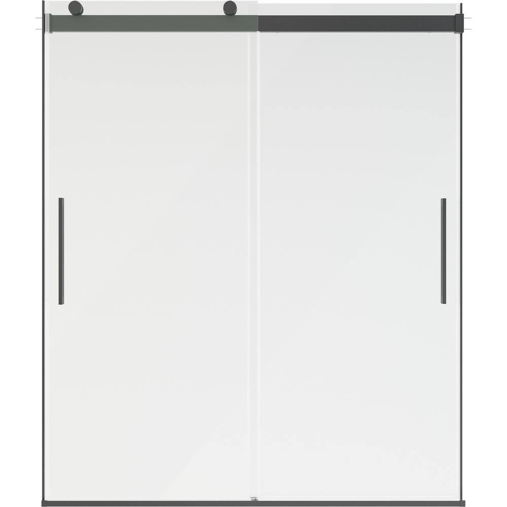 Delta Classic 500 56 in. W - 60 in. W x 71-18 in. H Sliding Frameless Shower Door in Matte Black with Clear Glass SC5S860-MB-R