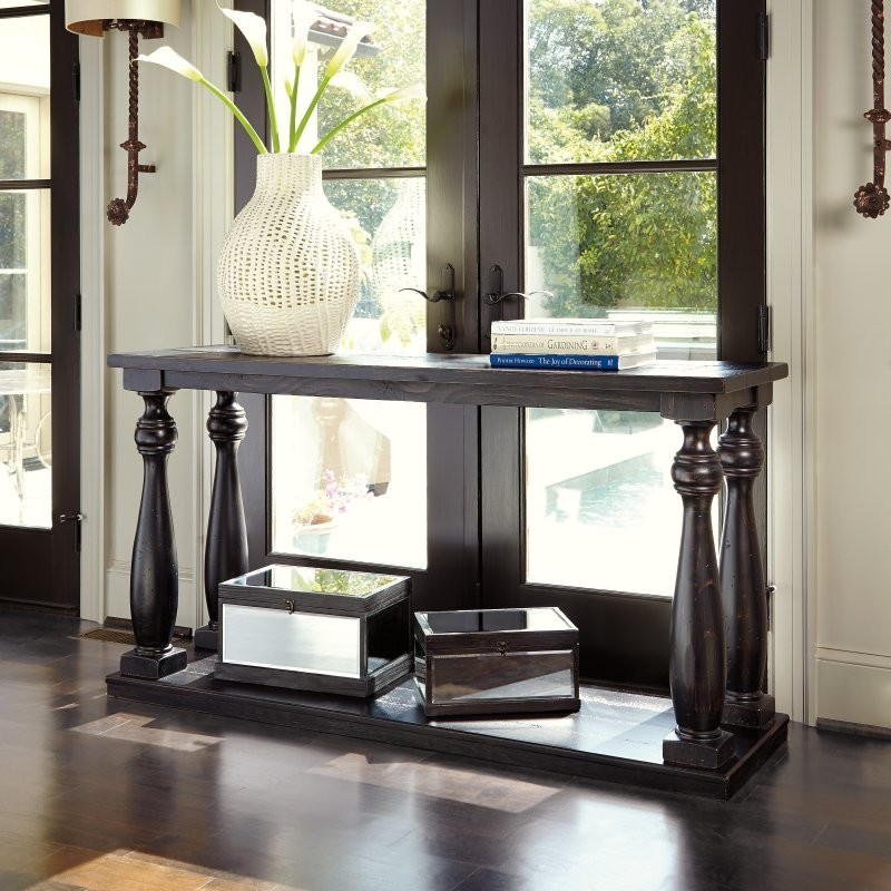 Ashley Furniture Mallacar Sofa Table in Black   Traditional   Console Tables   by ZFurniture  Houzz