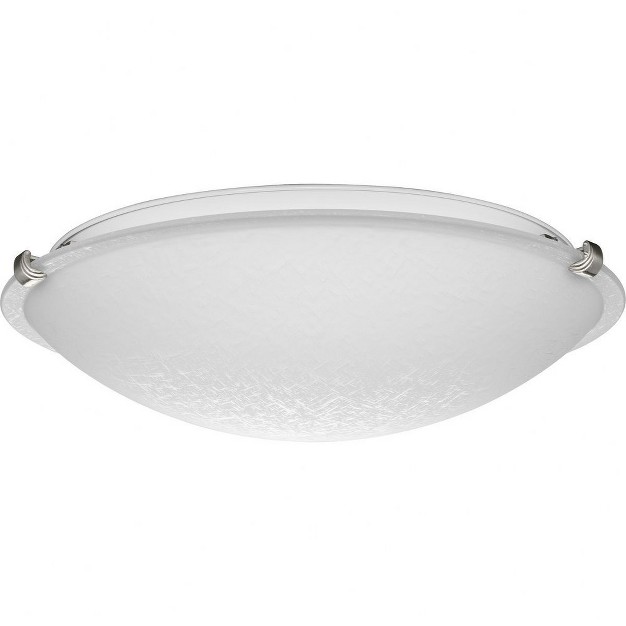 Progress Lighting Linen Dome 3 light Flush Mount Brushed Nickel Etched Glass