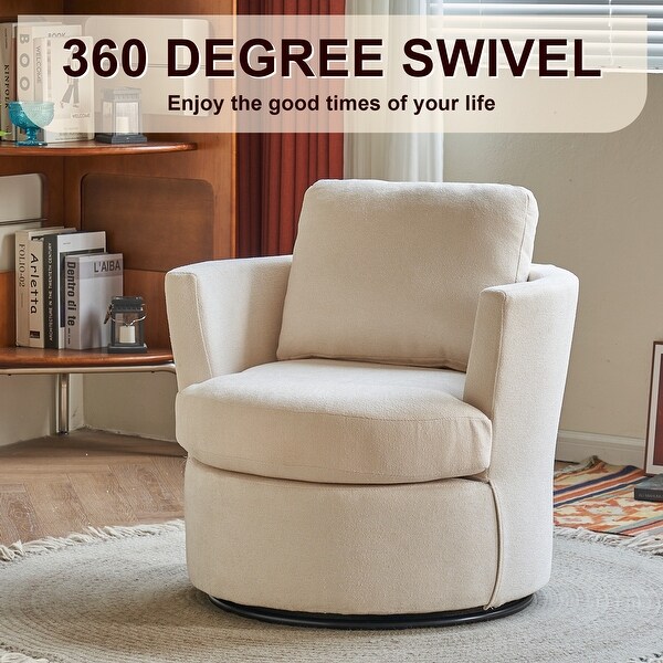 Swivel Barrel Chair，Comfy Round Accent Sofa Chair for Living Room，360 Degree Swivel Barrel Club Chair