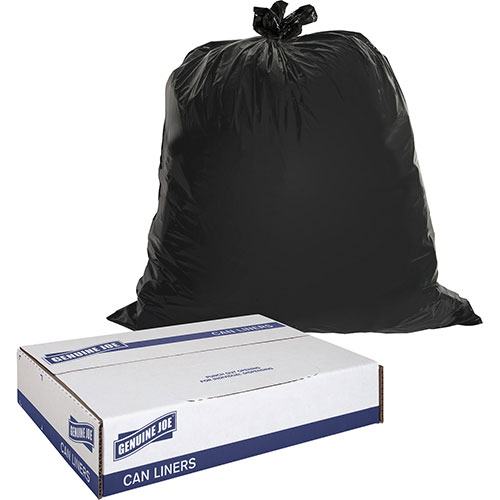 Genuine Joe Black Trash Bags | 60 Gallon， 1.5 Mil， Box of 50 | GJO01535