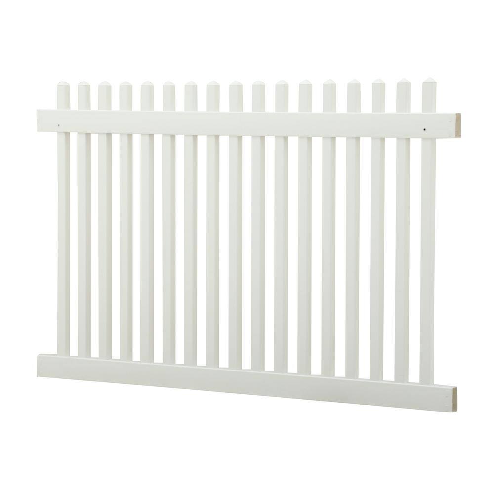 Barrette Outdoor Living Ottawa Straight 4 ft. H x 6 ft. W White Vinyl Fence Panel Kit 73014408