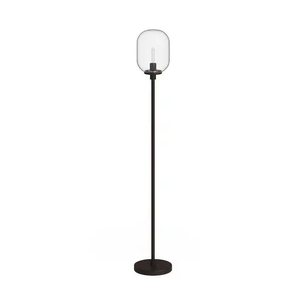 Agnolo Handmade Seeded Glass Blackened Bronze Floor Lamp