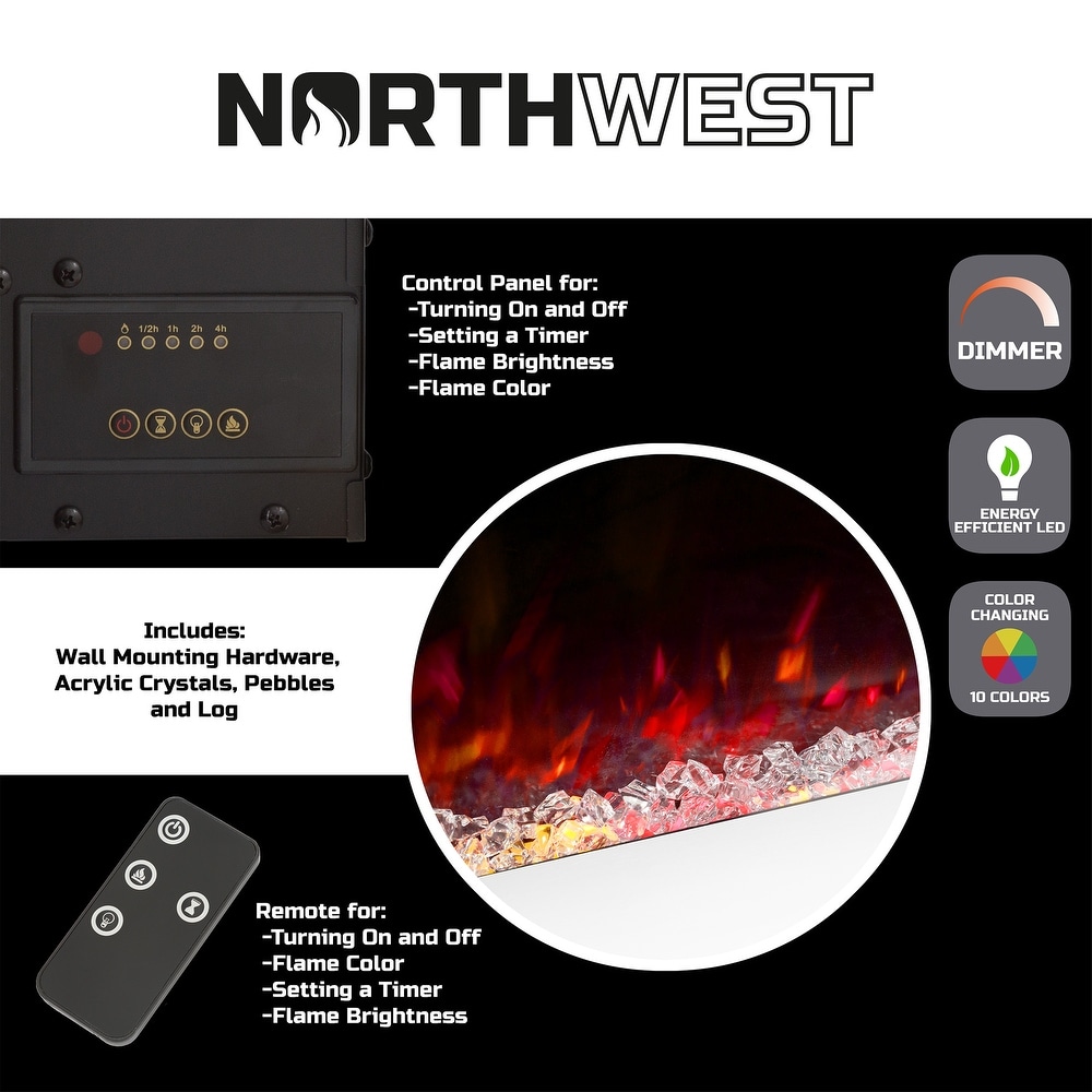 Northwest 50 Inch Wall Electric Fireplace  White